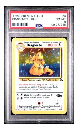 Dragonite 4/62 Holo PSA 8 1999 Pokemon Fossil WOTC - Image 1