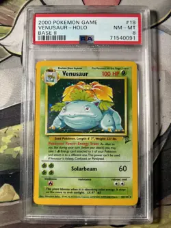 Venusaur 18 2000 Pokemon Game Base Set 2 Holo Rare PSA 8 - Image 1