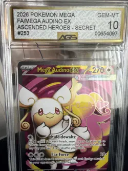 Pokemon TCG Ascended Hero’s Mega Audino 253/217 SR Graded Ace 10 - Image 3