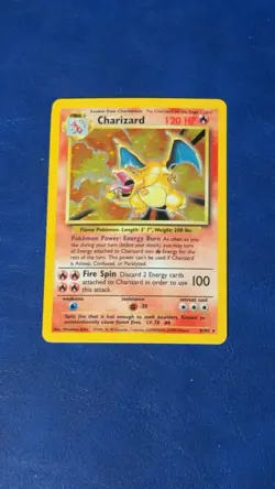 Pokemon TCG Charizard 4/102 Base Set Unlimited Holo Rare MP - Image 1
