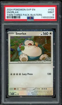 2024 PSA 9 Pokemon SVP EN Snorlax BSP 122 Promo Card Twilight Masquerade Blister - Image 1