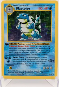 Pokemon Base Set - Blastoise 1st Edition Holo Rare - DMG - Image 1