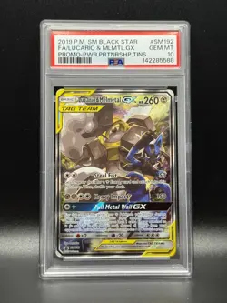 PSA 10 GEM MINT Lucario & Melmetal GX SM192 Promo Full Art Pokemon Card - Image 1