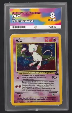 2000 Pokemon Black Star Promo Mew #9 ACE 8 NM-MT Holo Card With Swirl - Image 1