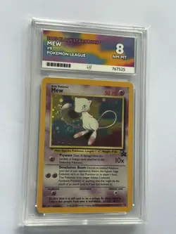 2000 Pokemon Black Star Promo Mew #9 ACE 8 NM-MT Holo Card With Swirl - Image 3