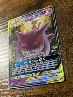Pokemon TCG Gengar & Mimikyu GX Holo Ultra Rare Card 53/181 Tag Team Crease - Image 2