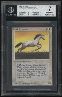 MTG ALPHA Pearled Unicorn C W BGS 7 Near Mint (with sub grades) 1993 - Image 1