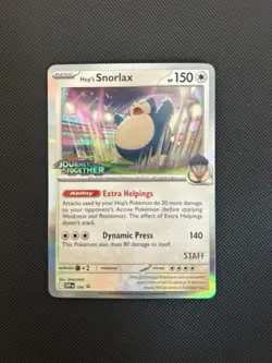 Hop’s Snorlax SVP184 Journey Together STAFF Stamped Promo Pokemon TCG Card NM - Image 1