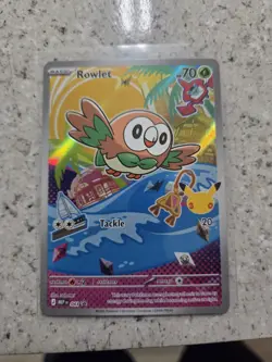 Pokemon TCG Rowlet Foil Basic 043 MEP EN 70 HP Holo Grass Nintendo Saboteri Card - Image 1