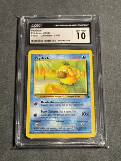 CGC 10 GEM MINT Psyduck 1999 Fossil 53/62 Pokemon Card - Image 1