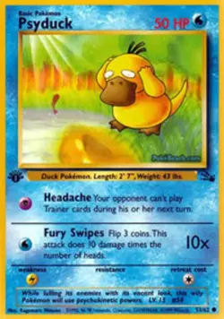 1x Psyduck - 53/62 - Common - 1st Edition Moderately Played Pokemon G1 - Fossil - Image 1