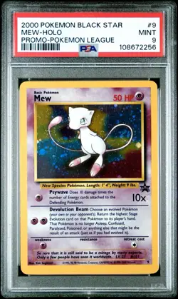 2000 POKEMON PROMO BLACK STAR POKEMON LEAGUE #9 MEW-HOLO PSA 9 - Image 1