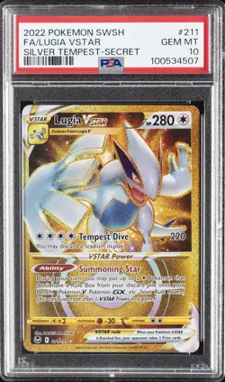 2022 POKEMON SWORD & SHIELD SILVER TEMPEST SECRET FULL ART/LUGIA VSTAR PSA 10 - Image 1