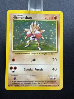 Hitmonchan 7/102 Pokemon Base Set Holo Unlimited Rare (MP) - Image 1