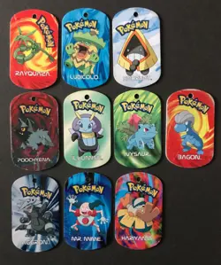 10 X Pokemon Metal Tags Tag Bundle Rayquaza Aggron Mr Mime Ivysaur Bagon - Image 1