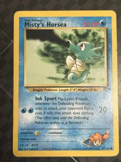 Pokemon Misty's Horsea 87/132 Common MP Vintage Gym Challenge - Image 1