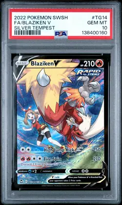 2022 POKEMON SWORD & SHIELD SILVER TEMPEST #TG14 FULL ART/BLAZIKEN V PSA 10 - Image 1