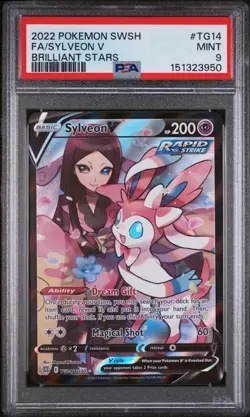 2022 POKEMON SWORD & SHIELD BRILLIANT STARS #TG14 FULL ART/SYLVEON V PSA 9 - Image 1