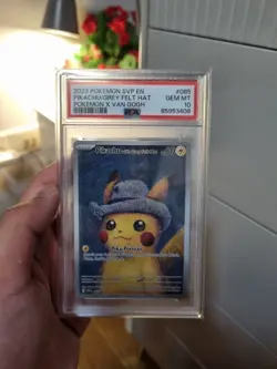 PSA 10 Van Gogh Pikachu Grey Felt Hat Promo Pokemon Card GEM MINT - Image 1