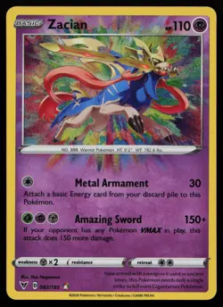 Zacian 082/185 Vivid Voltage VIV Amazing Rare Pokemon LP - Image 1