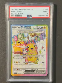Pikachu EX Ultra Rare SSP EN Pokemon Surging Sparks #219/191 - PSA 9 MINT - Image 1