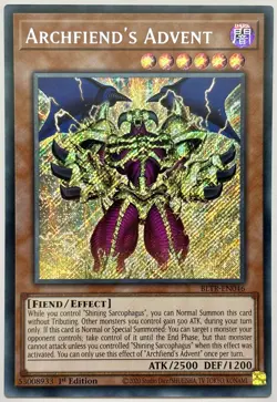 BLTR-EN046 Archfiend's Advent - Secret Rare 1st Edition Near Mint YuGiOh Card - Image 1