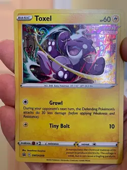 POKEMON TOXEL SWSH209 PROMO BLACK STAR COSMOS HOLO WITH HD SWIRL NM CARD PICS - Image 1