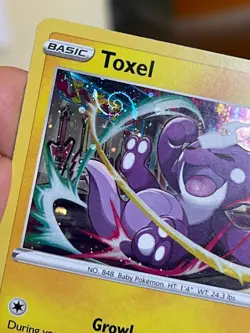 POKEMON TOXEL SWSH209 PROMO BLACK STAR COSMOS HOLO WITH HD SWIRL NM CARD PICS - Image 4