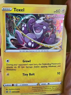POKEMON TOXEL SWSH209 PROMO BLACK STAR COSMOS HOLO WITH HD SWIRL NM CARD PICS - Image 5