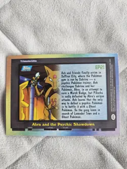 Topps Pokemon TV Ep21 Abra And The Psychic Showdown Holo - Image 2