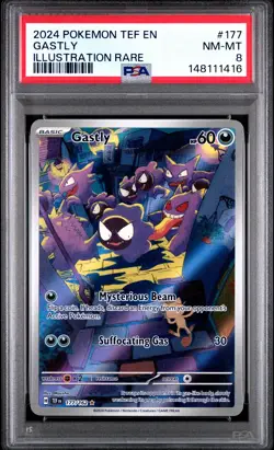 2024 POKEMON TEF EN-TEMPORAL FORCES ILLUSTRATION RARE #177 GASTLY PSA 8 - Image 1