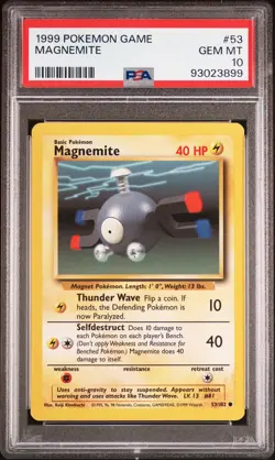 1999 POKEMON GAME #53 MAGNEMITE PSA 10 - Image 1