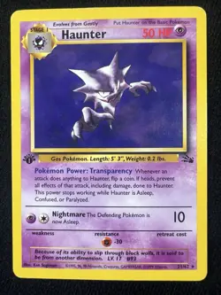 Haunter 21/64 1st Edition Fossil Wotc 1999 Pokemon Card - MP - Image 1