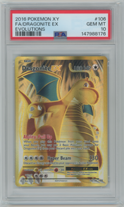 Pokemon XY Evolutions Dragonite EX 106/108 Full Art Ultra Rare Holo Foil PSA 10 - Image 1