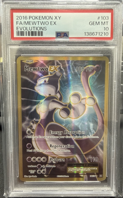2016 POKEMON XY EVOLUTIONS #103 FULL ART/MEWTWO EX PSA 10 - Image 1