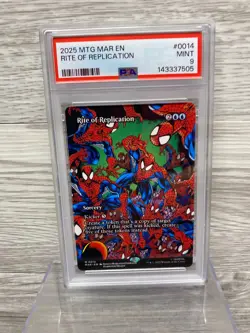 Magic the Gathering Rite of Replication M0014 Borderless Spider-Man Card PSA 9 - Image 1