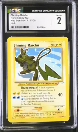 CGC 2 Shining Raichu 2002 Neo Destiny 111/105 Holo Pokemon Card - Image 1