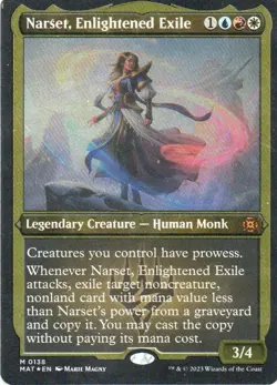 MTG: MOM: Aftermath: Foil Etched Narset, Enlightened Exile: LP Condition - Image 1