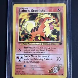 Blaine's Growlithe 62/132 - Gym Challenge Vintage Pokemon TCG Card ungraded - Image 1
