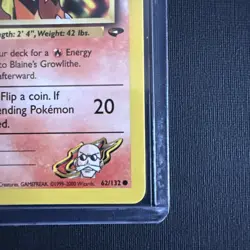 Blaine's Growlithe 62/132 - Gym Challenge Vintage Pokemon TCG Card ungraded - Image 5