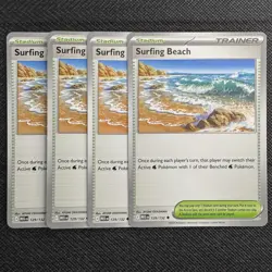 4x Surfing Beach | 129/132 NM | UC | Mega Evolution | Pokemon TCG Playset - Image 1