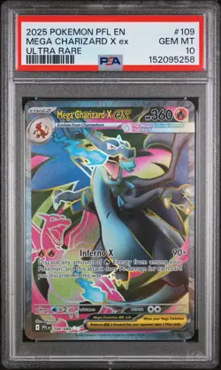 2025 POKEMON PFL EN-PHANTASMAL FLAMES ULTRA RARE #109 MEGA CHARIZARD X EX PSA 10 - Image 1
