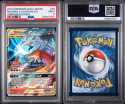 PSA 9 RESHIRAM & CHARIZARD GX #20 2019 POKEMON SUN & MOON UNBROKEN BONDS - Image 3