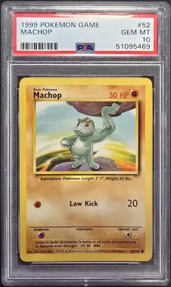 1999 POKEMON GAME #52 MACHOP PSA 10 - Image 1