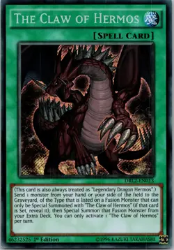 Yugioh The Claw of Hermos DRL2-EN013 1st Edition Secret Rare NM - Image 1