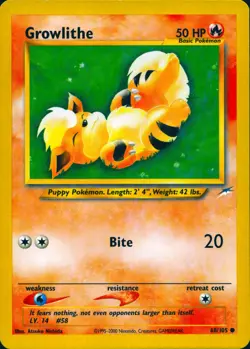 GROWLITHE 68/105 COMMON NEO DESTINY POKEMON UNLIMITED LP - Image 1