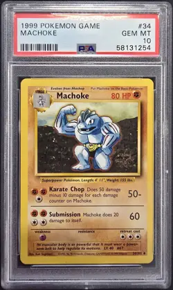 1999 POKEMON GAME #34 MACHOKE PSA 10 - Image 1