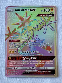 Pokemon 160/156 Xurkitree GX Ultra Prism Secret Rare Full Art Holo Center - Image 1