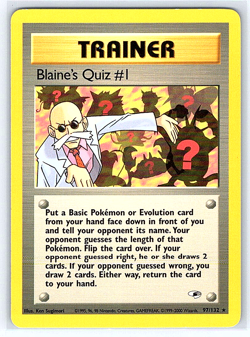 Blaine's Quiz #1 97/132 Gym Heroes NM or LP Pokemon Card - Image 1