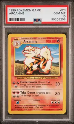 1999 POKEMON GAME #23 ARCANINE PSA 10 - Image 1